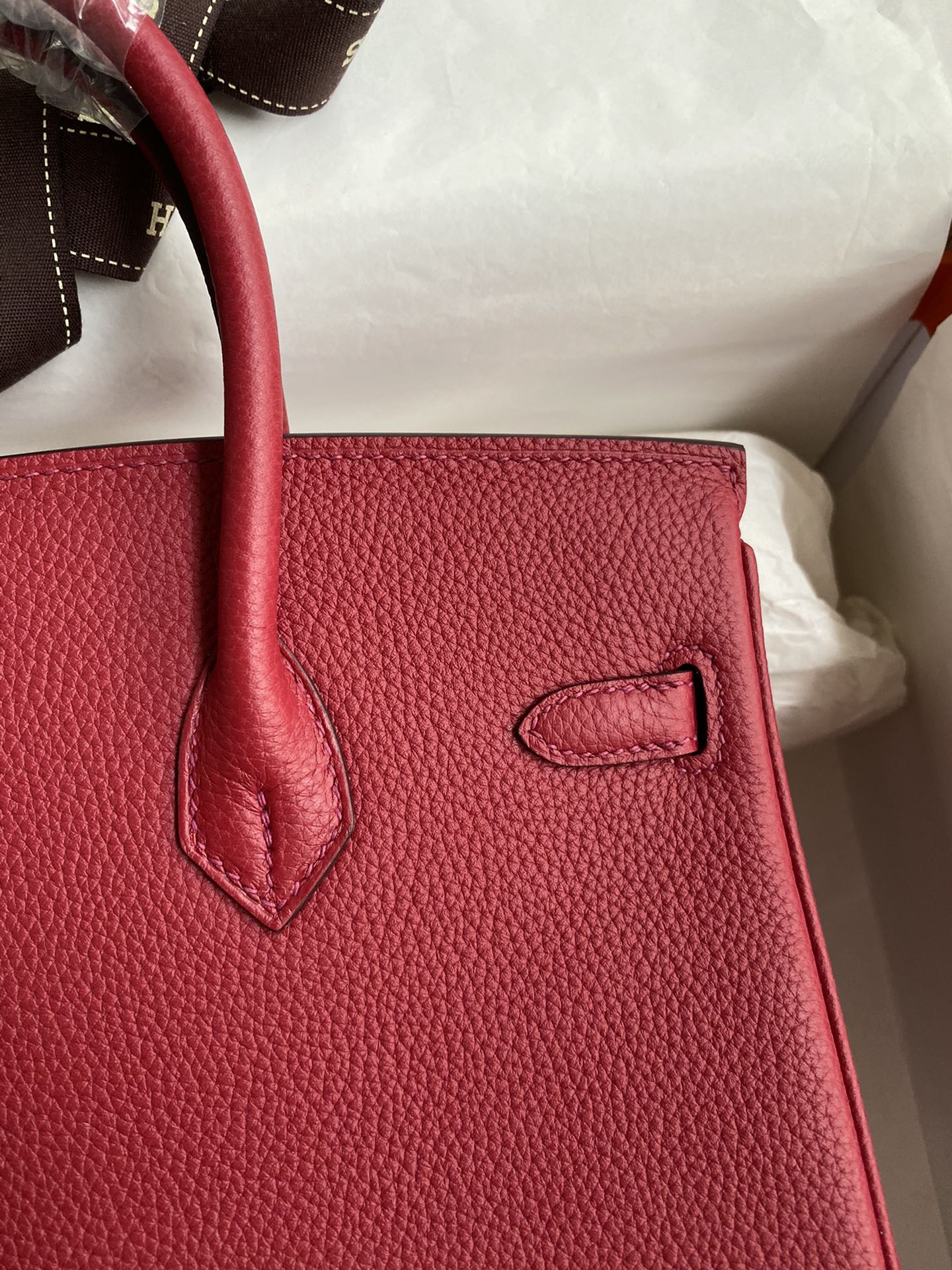 Hermes Birkin 25CM Togo Leather Handbag Burgundy